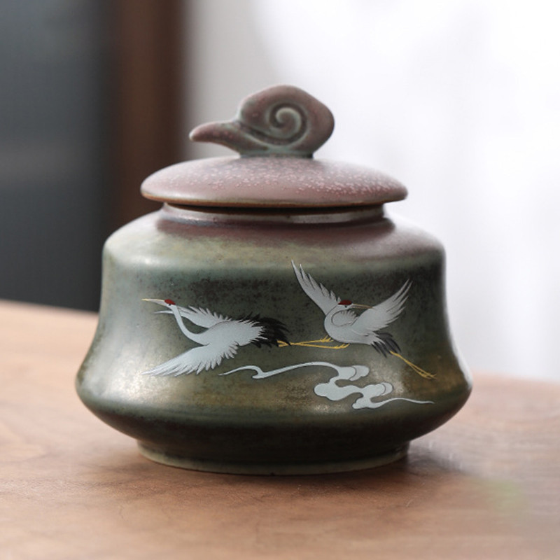 Jaunas krāsas keramikas tvertnes piemiņas lolojumdzīvnieku urnas zīmoga pods Liels piemiņas zārks Porcelāna burka Cilvēka pelnu glabāšanas piemiņas apbedīšanas turētājs