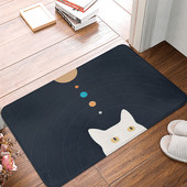 1Gb Multfilma Smieklīgs kaķis Melns Balts Virtuves Paklājiņš Mājas Pretslīdošs Vannas istabas Paklājs Ieejas durvju paklājiņš Dzīvojamās istabas aizsargājošs grīdas paklājiņš
