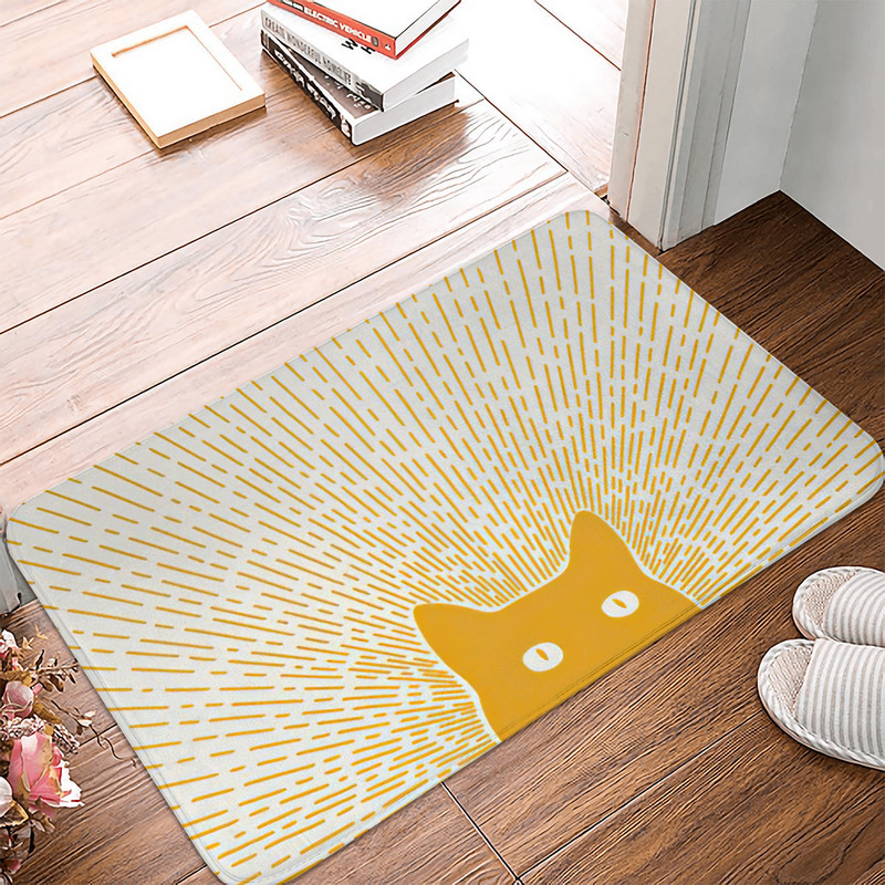 1Gb Multfilma Smieklīgs kaķis Melns Balts Virtuves Paklājiņš Mājas Pretslīdošs Vannas istabas Paklājs Ieejas durvju paklājiņš Dzīvojamās istabas aizsargājošs grīdas paklājiņš
