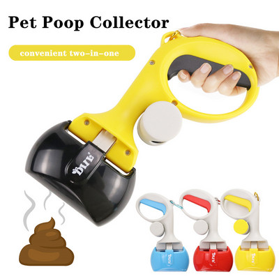 Pet Poop Picker Pick Up Excreta Cleaner Dog Pooper Scoopers Лопата за екскременти Преносима щипка за изпражнения на домашни любимци със събирач на торби за боклук