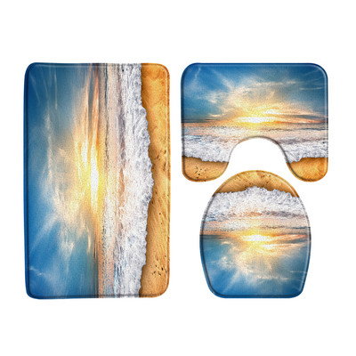 Zeleni bambus Buddha Zen set prostirki za kupaonicu Flanelski tepih Crno kameno cvijeće Vrtni krajolik U-oblik Jastučić WC prostirka Dekoracija kupaonice