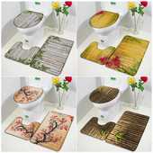 Kompleti prostirki za kupanje od bambusa Cvijet Šaran Zeleni listovi biljaka Kućni flanelski tepih Kuhinjski dekor za kupaonicu Tepih za vrata Neklizajuća podloga za poklopac WC školjke