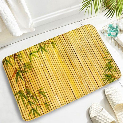 Kompleti prostirki za kupanje od bambusa Cvijet Šaran Zeleni listovi biljaka Kućni flanelski tepih Kuhinjski dekor za kupaonicu Tepih za vrata Neklizajuća podloga za poklopac WC školjke