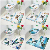 Smiješne životinje Set prostirki za kupanje Crtić Ronilačka mačka Pas Morska kornjača Morski konjić Oceanski krajolik Kupaonski dekor Tepih Neklizajući tepih Poklopac WC-a