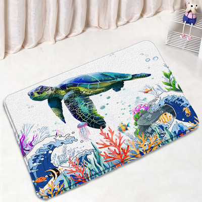 Smiješne životinje Set prostirki za kupanje Crtić Ronilačka mačka Pas Morska kornjača Morski konjić Oceanski krajolik Kupaonski dekor Tepih Neklizajući tepih Poklopac WC-a