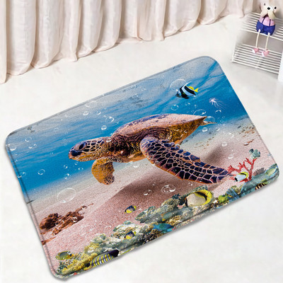 Smiješne životinje Set prostirki za kupanje Crtić Ronilačka mačka Pas Morska kornjača Morski konjić Oceanski krajolik Kupaonski dekor Tepih Neklizajući tepih Poklopac WC-a
