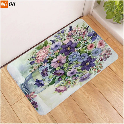 OIMG Pretslīdes vannas paklājiņš Vannas istabas paklājs paklājs puķu augi grīdas segums 3D drukāts viesistabas tualetes durvju paklājs ūdens absorbcija