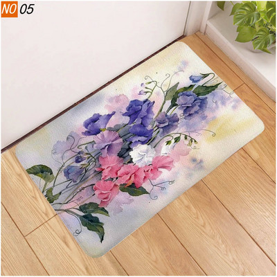 OIMG Pretslīdes vannas paklājiņš Vannas istabas paklājs paklājs puķu augi grīdas segums 3D drukāts viesistabas tualetes durvju paklājs ūdens absorbcija