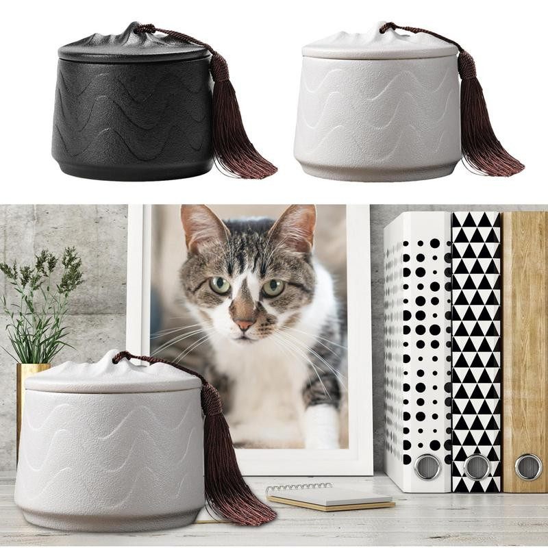 Mājdzīvnieku urna Personalizējiet baltu keramikas piemiņas bēru urnu pelniem Keramikas mājdzīvnieku suņu kaķu turētāji Urnas Dekoratīvās piemiņas kastes