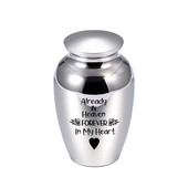Spoguļa pulēta nerūsējošā tērauda mini piemiņas urna, lai kopīgotu mīļotā pelnus - vienmēr manā prātā, mūžīgi manā sirdī