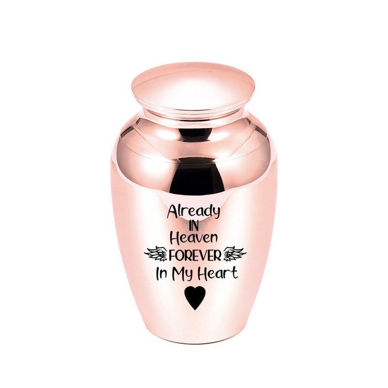 Spoguļa pulēta nerūsējošā tērauda mini piemiņas urna, lai kopīgotu mīļotā pelnus - vienmēr manā prātā, mūžīgi manā sirdī