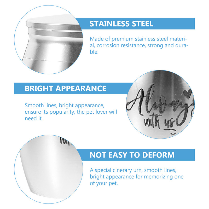 Urna Urne za psa za kućne ljubimce Kremiranje za uspomene Mini mačji čelik Memorijalni privjesak od nehrđajućeg pepela Lijes s teglom za životinje Kutija za pepeo Privjesci za uspomene