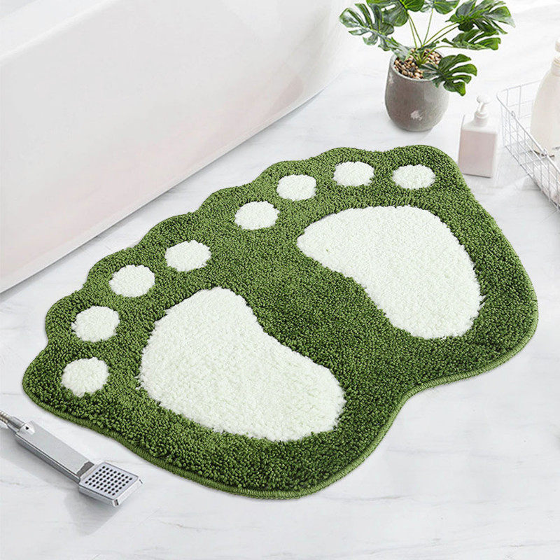 Vannas paklājiņš, mīksts, absorbējošs, plūstošs, neslīdošs, pinkains paklājs Modes jauka pēdu nospiedumu forma Vannas sānu pēdu paliktnis Mājas vannas istabas paklājiņš
