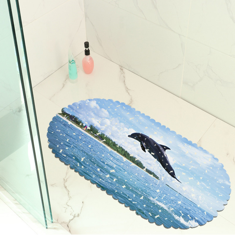 3D drukāts vannas istabas paklājiņš pretslīdošs paklājiņš vannas istabai PVC tualetes dušas istabas vannas dekors, neslīdošs kāju paklājiņš tualetes telpai