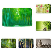 Zen vannas paklājs meditācija akmens zaļš bambusa mežs ziedi ainava neslīdoši paklāji virtuves paklājs kājslauķis vannas istabas guļamistabas dekors