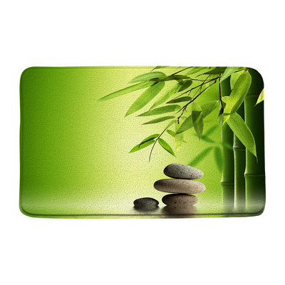 Zen vannas paklājs meditācija akmens zaļš bambusa mežs ziedi ainava neslīdoši paklāji virtuves paklājs kājslauķis vannas istabas guļamistabas dekors