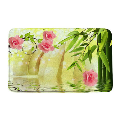 Zen vannas paklājs meditācija akmens zaļš bambusa mežs ziedi ainava neslīdoši paklāji virtuves paklājs kājslauķis vannas istabas guļamistabas dekors