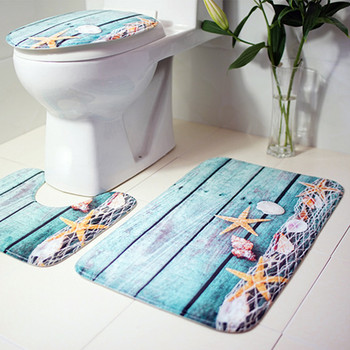 3 τμχ Χαλάκια μπάνιου Χαλί μπάνιου Ocean Underwater World Μοτίβο αντιολισθητικής τουαλέτας Φανελένιο Σετ κάλυμμα καθίσματος τουαλέτας