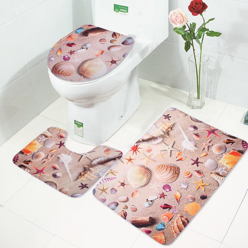 3kom prostirke za kupaonicu Kupaonski tepih Ocean Podvodni svijet Protuklizni uzorak za WC školjku Flanel set navlaka za WC školjku