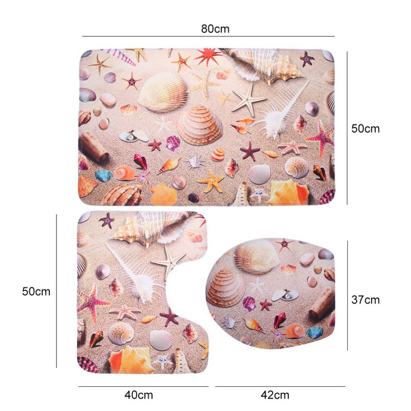 3kom prostirke za kupaonicu Kupaonski tepih Ocean Podvodni svijet Protuklizni uzorak za WC školjku Flanel set navlaka za WC školjku