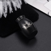 Lover Pet Urna Komemorativna skladišna urna s metalnim poklopcem Ljubavni uzorak ruže Mini laka za nošenje, luksuzna svečana crna dekoracija od ružičastog zlata