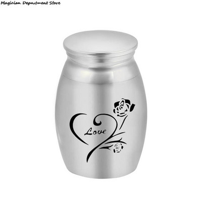 Lover Pet Urna Komemorativna skladišna urna s metalnim poklopcem Ljubavni uzorak ruže Mini laka za nošenje, luksuzna svečana crna dekoracija od ružičastog zlata