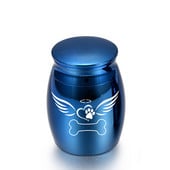 Mini urnă de incinerare pentru animale de companie pentru cenușă, inimă de amintire, urnă cu imprimare labe de câine, borcan de incinerare cu aripi de înger