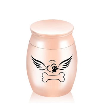 Mini Pet Cremation Urn for Ashes, αναμνηστική καρδιά σκύλου, στάμπα, στάμπα, φτερά αγγέλου, βάζο αποτέφρωσης