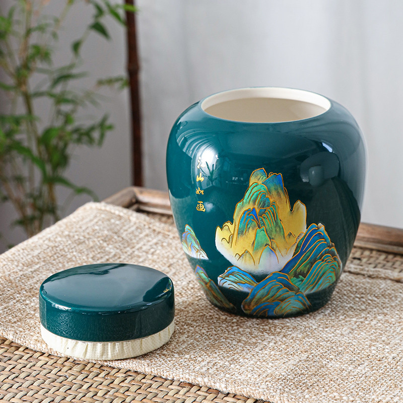 Ar rokām krāsots keramikas pods Mājsaimniecības ķīniešu noslēgts pods Keramikas uzglabāšanas mitrumizturīgs pods Liels iepakojuma pods Mājdzīvnieku pelnu kaste