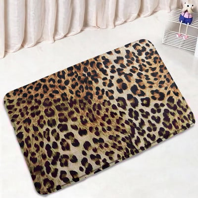 Smeđi leopard set prostirki za kupanje Modni uzorak krzna divljih životinja Moderni kupaonski dekor Neklizajući tepih Poklopac za WC školjku Kućni tepih