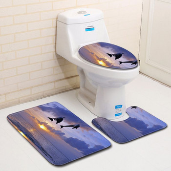 Ocean Dolphin Penguin Pattern постелки в комплекта за баня Аксесоари за баня Подложка за баня Продукти за баня Подложки за баня Подложка