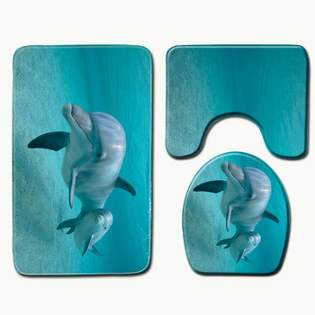 Πατάκια Ocean Dolphin Penguin Pattern στο σετ μπάνιου Ανέσεις μπάνιου Χαλάκι μπάνιου προϊόντα μπάνιου Πατάκια μπάνιου Χαλάκι μπάνιου