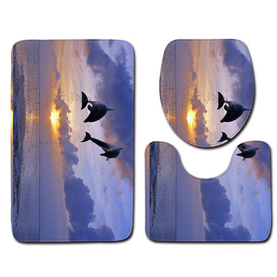 Ocean Dolphin Penguin Pattern prostirke u kupaonskom setu Kupaonske potrepštine Kupaonska prostirka kupaonski proizvodi Kupaonske prostirke Otirač
