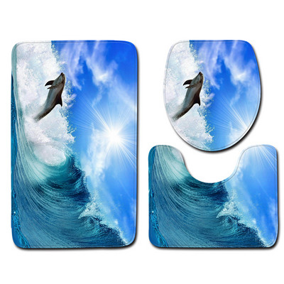 Ocean Dolphin Penguin Pattern prostirke u kupaonskom setu Kupaonske potrepštine Kupaonska prostirka kupaonski proizvodi Kupaonske prostirke Otirač