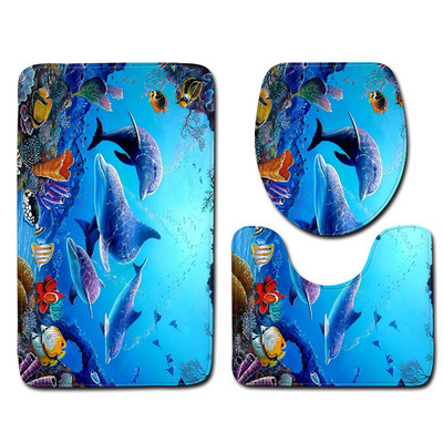 Ocean Dolphin Penguin Pattern prostirke u kupaonskom setu Kupaonske potrepštine Kupaonska prostirka kupaonski proizvodi Kupaonske prostirke Otirač