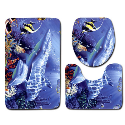 Ocean Dolphin Penguin Pattern prostirke u kupaonskom setu Kupaonske potrepštine Kupaonska prostirka kupaonski proizvodi Kupaonske prostirke Otirač