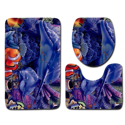 Ocean Dolphin Penguin Pattern prostirke u kupaonskom setu Kupaonske potrepštine Kupaonska prostirka kupaonski proizvodi Kupaonske prostirke Otirač