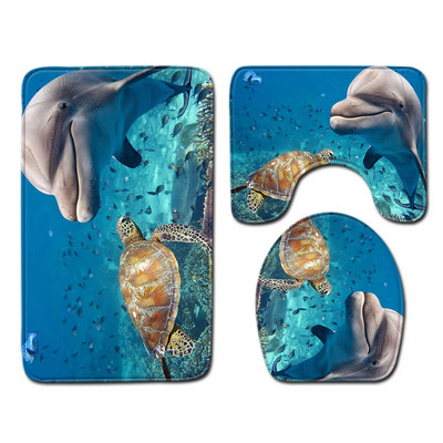 Ocean Dolphin Penguin Pattern prostirke u kupaonskom setu Kupaonske potrepštine Kupaonska prostirka kupaonski proizvodi Kupaonske prostirke Otirač