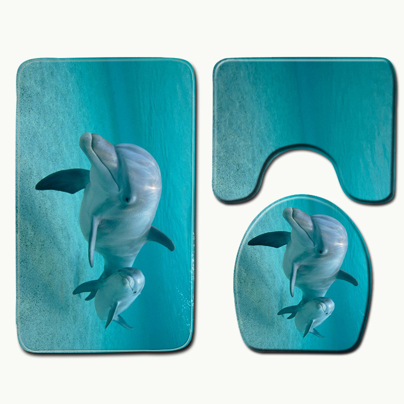 Ocean Dolphin Penguin Pattern prostirke u kupaonskom setu Kupaonske potrepštine Kupaonska prostirka kupaonski proizvodi Kupaonske prostirke Otirač
