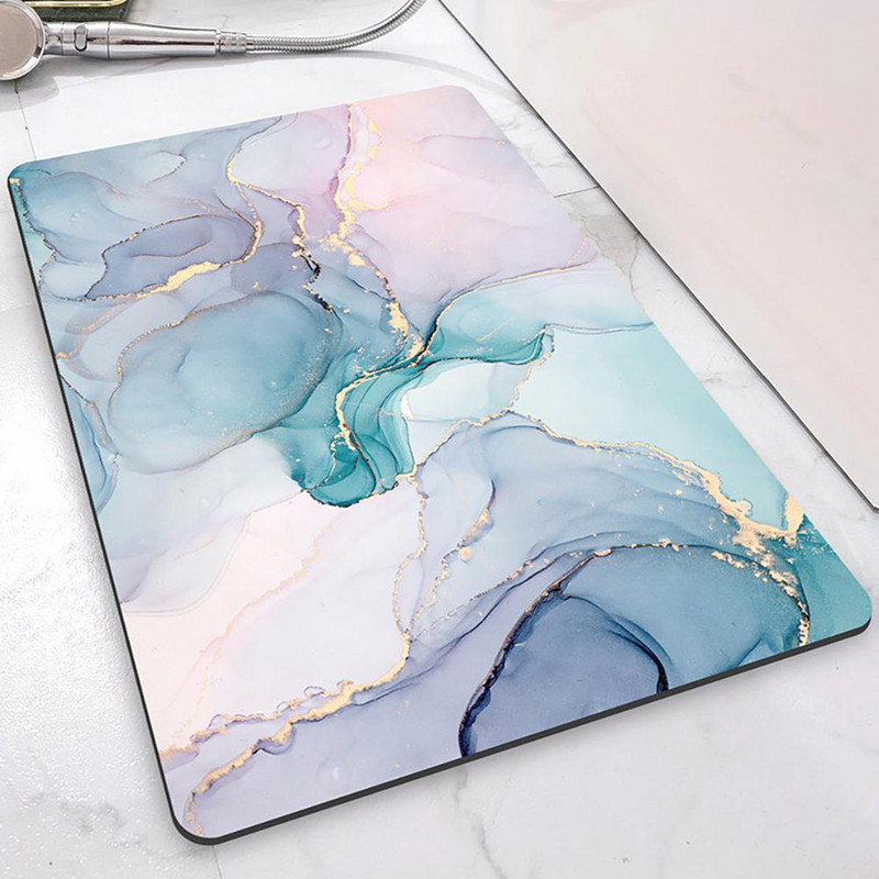 Mīksts grīdas paklājiņš, marmora raksts, ūdeni absorbējošs, ātri žūstošs, neslīdošs vannas paklājiņš, īpaši uzsūcošs dušas paklājs 40x60 cm vannas istabas paklājs