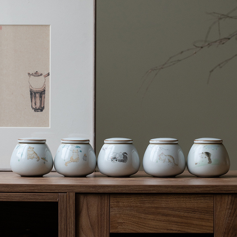 Mājas kaķa urnas pelni Kaķa krāsa Piemiņas kremācijas urnas Ar rokām izgatavotas baltas Dekoratīvas urnas bērēm Kaķa urnas kaķa memoriāls