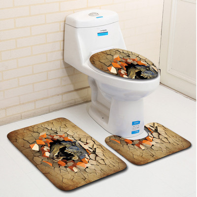 Krāsains vannas paklājiņš un dušas aizkaru komplekts pretslīdošs paklājs vannas istabas paklājs tualetes sēdekļa pārklāja paklājiņš vannas istabas durvju paklājiņš absorbējošs vannas komplekts