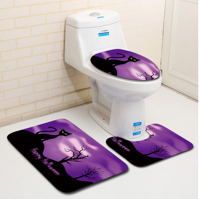 Krāsains vannas paklājiņš un dušas aizkaru komplekts pretslīdošs paklājs vannas istabas paklājs tualetes sēdekļa pārklāja paklājiņš vannas istabas durvju paklājiņš absorbējošs vannas komplekts