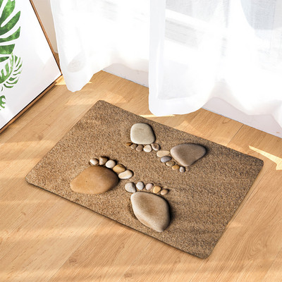 Kupaonska neklizajuća prostirka Smiješne plaže Kamenčići Noge 3D ispisana prostirka za kupaonicu Podni tepih Flanelski tepih WC Otirač 45*75CM i 40*60CM