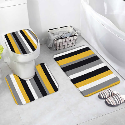 Crno-bijele Buffalo karirane prostirke za kupanje Setovi Sivi kvadrat Kreativni geometrijski dekori za kupaonicu Tepih Tepisi za vrata Neklizajuća podloga za poklopac WC školjke