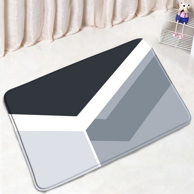 Crno-bijele Buffalo karirane prostirke za kupanje Setovi Sivi kvadrat Kreativni geometrijski dekori za kupaonicu Tepih Tepisi za vrata Neklizajuća podloga za poklopac WC školjke