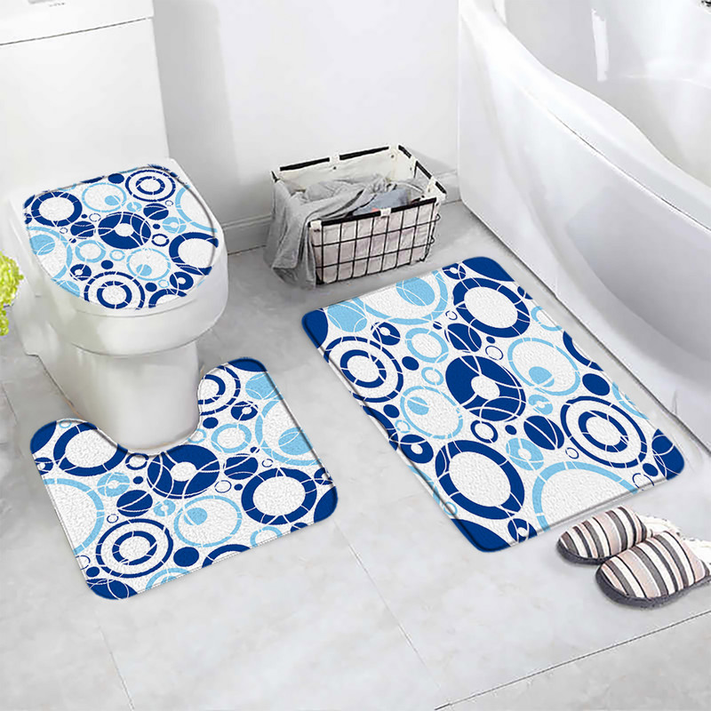 Crno-bijele Buffalo karirane prostirke za kupanje Setovi Sivi kvadrat Kreativni geometrijski dekori za kupaonicu Tepih Tepisi za vrata Neklizajuća podloga za poklopac WC školjke