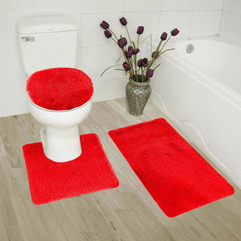 3 τεμ/σετ Καλύμματα καπακιού τουαλέτας Χαλάκι περιγράμματος για μπάνιο ντους Χαλάκι μπάνιου Αντιολισθητικό χαλί Χαλάκι μπάνιου βελούδινο Διακόσμηση σπιτιού