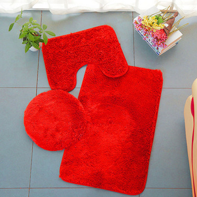 3Pcs/set Navlake za poklopce WC-a Konturna prostirka za kupaonicu Tuš Prostirka za kupaonicu Neklizajuća prostirka Plišana kupaonska prostirka Dekoracija doma