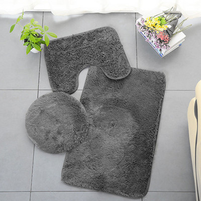 3Pcs/set Navlake za poklopce WC-a Konturna prostirka za kupaonicu Tuš Prostirka za kupaonicu Neklizajuća prostirka Plišana kupaonska prostirka Dekoracija doma
